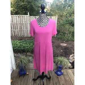 J. Jill Womens Size Small Pink Shift Dress Short Sleeve Rayon Spandex EUC G2